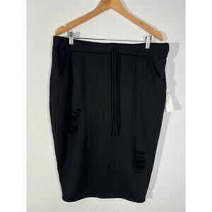 Fashion Nova‎ Black Distressed Drawstring Pencil Skirt - Size 1X